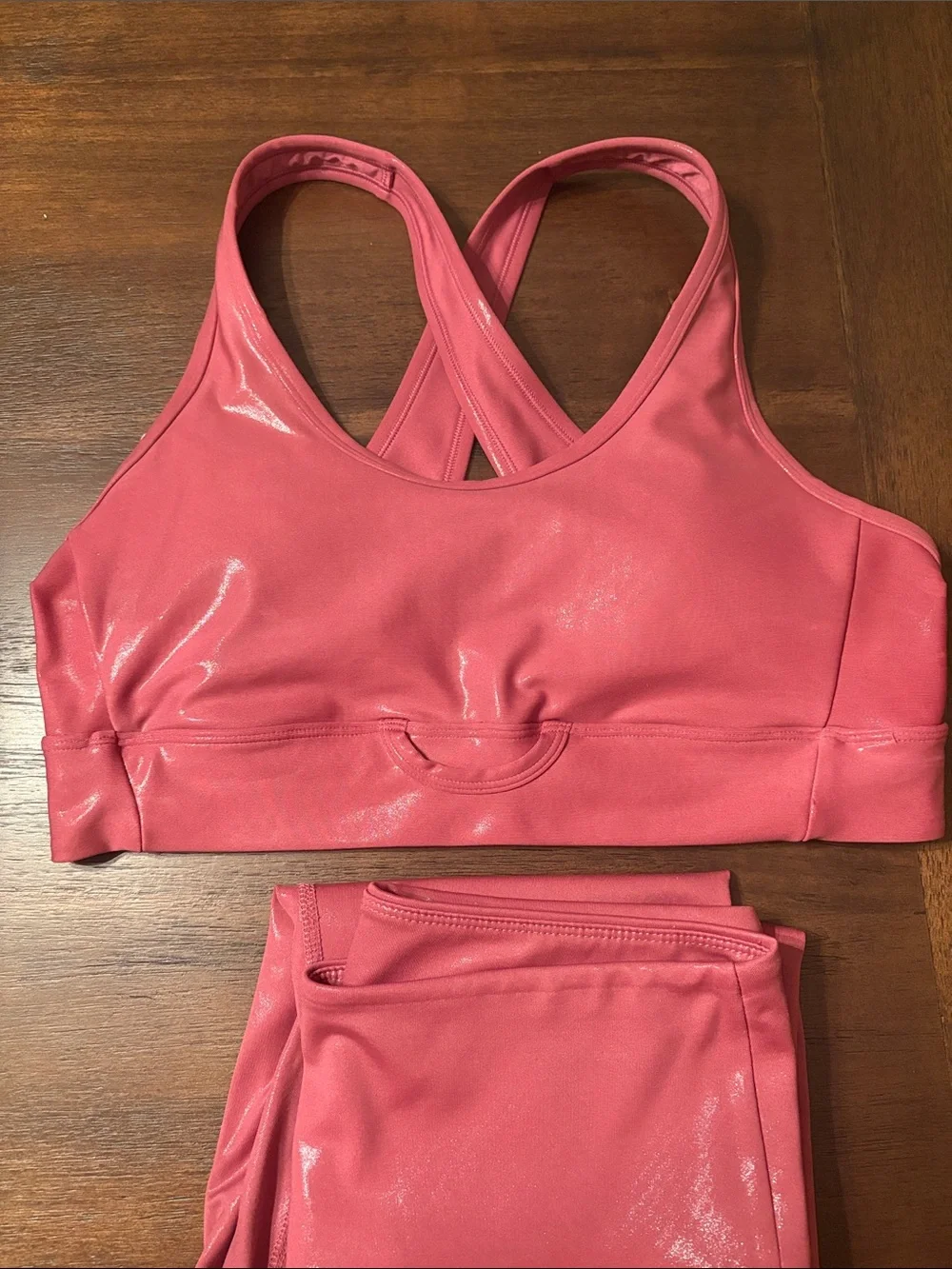 Shiny Pink Active Set - Sports Bra, Leggings and Heart Socks - Picture 4 of 6